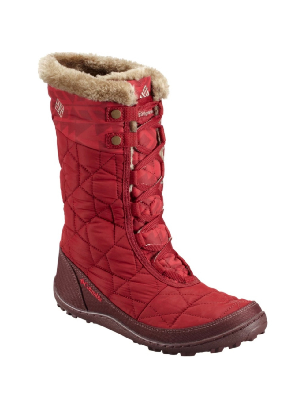 Columbia Minx Mid 200 Gram Red Omni-Heat Waterproof Winter Boots Size 8 Quilted